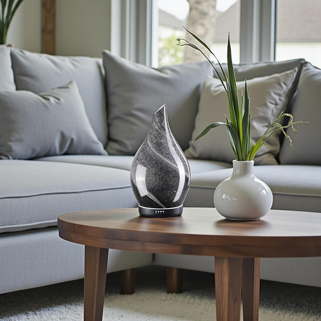 Large Grey/Black Glass Electric Mist Diffuser