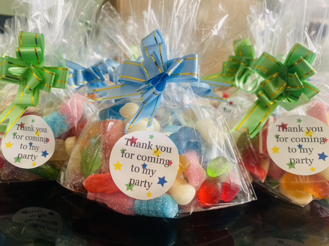 Thank you sweet bags blue ribbon