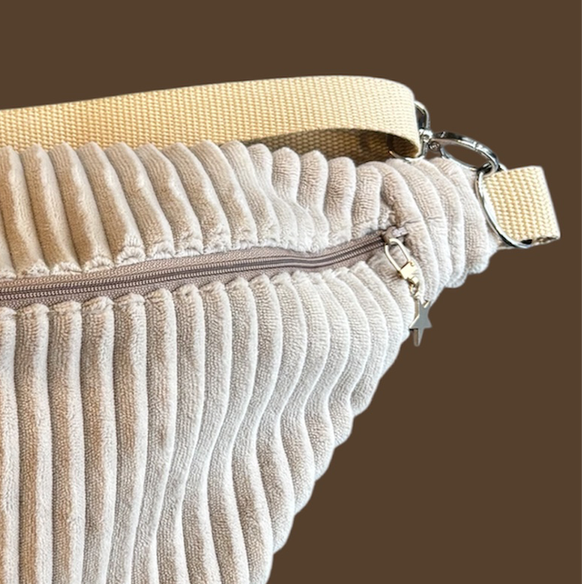 SAC BANANE VELOURS BEIGE