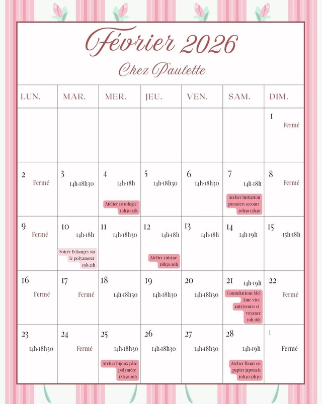 Planning de février 2026