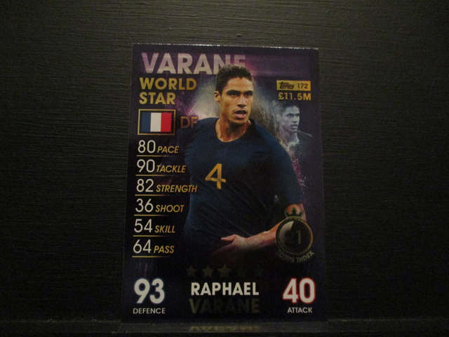 Raphael Varane - World Star Match Attax 101 Original Trading Card