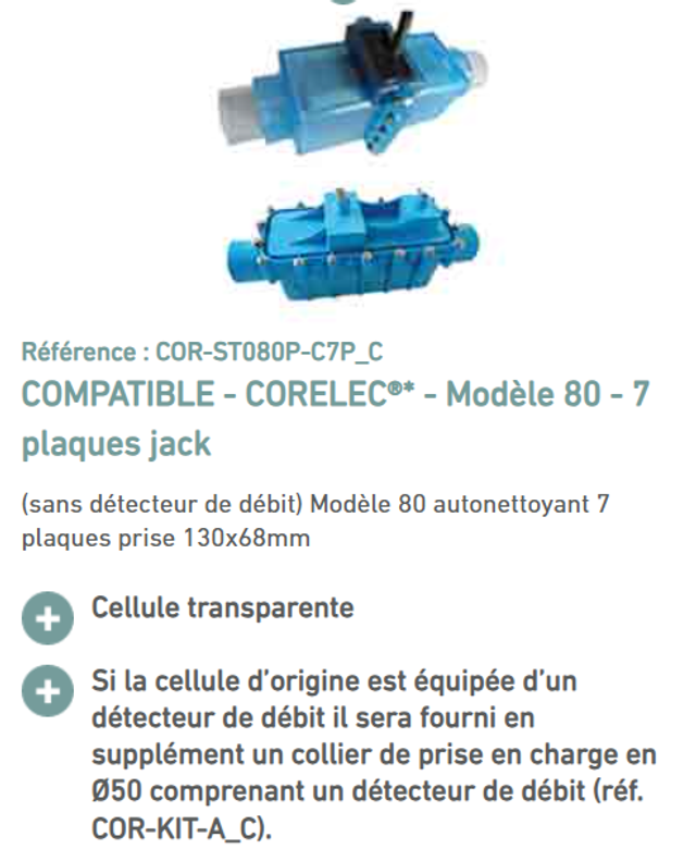 CELLULE D'ELECTROLYSE  EQUIVALENCE CORELEC MODELE 80 - 7 PLAQUES