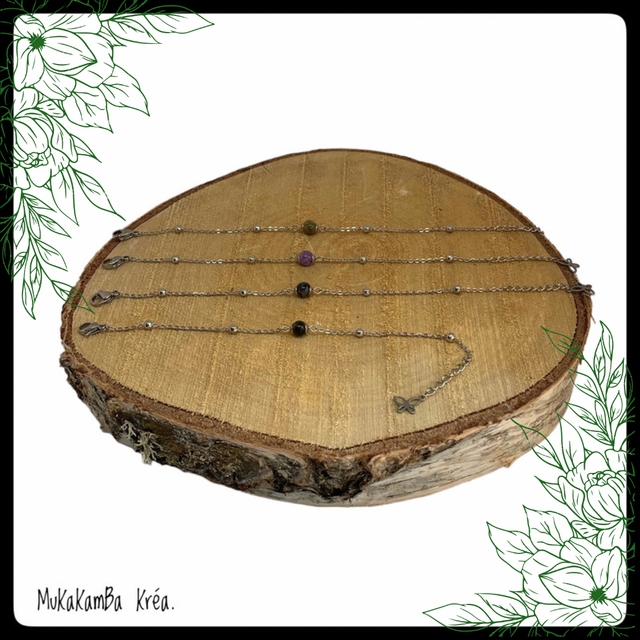 Bracelet en acier inoxydable et perle en pierre