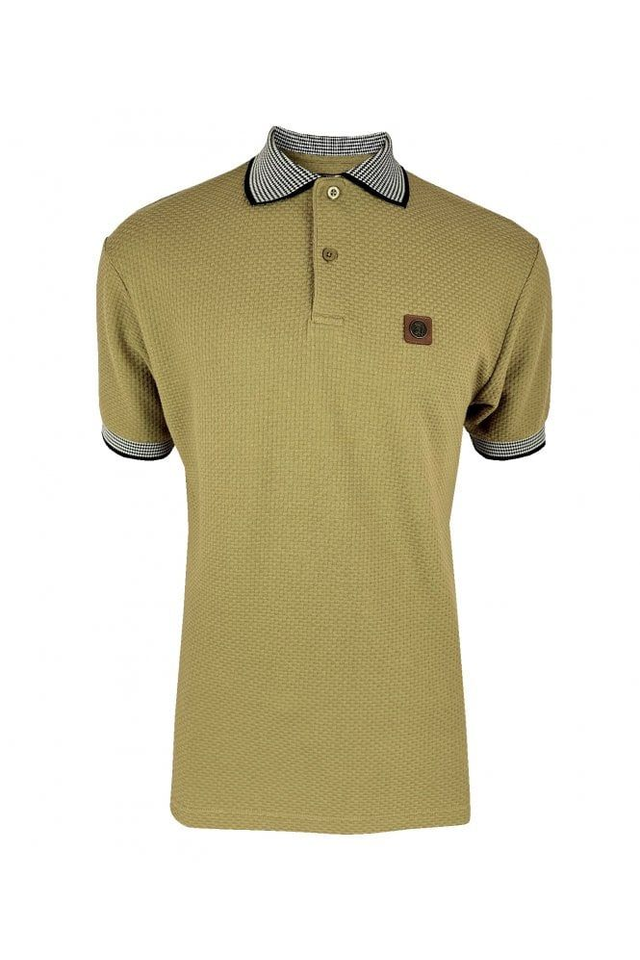 Trojan TR - 8931 Jacquard Collar Textured Polo - Camel