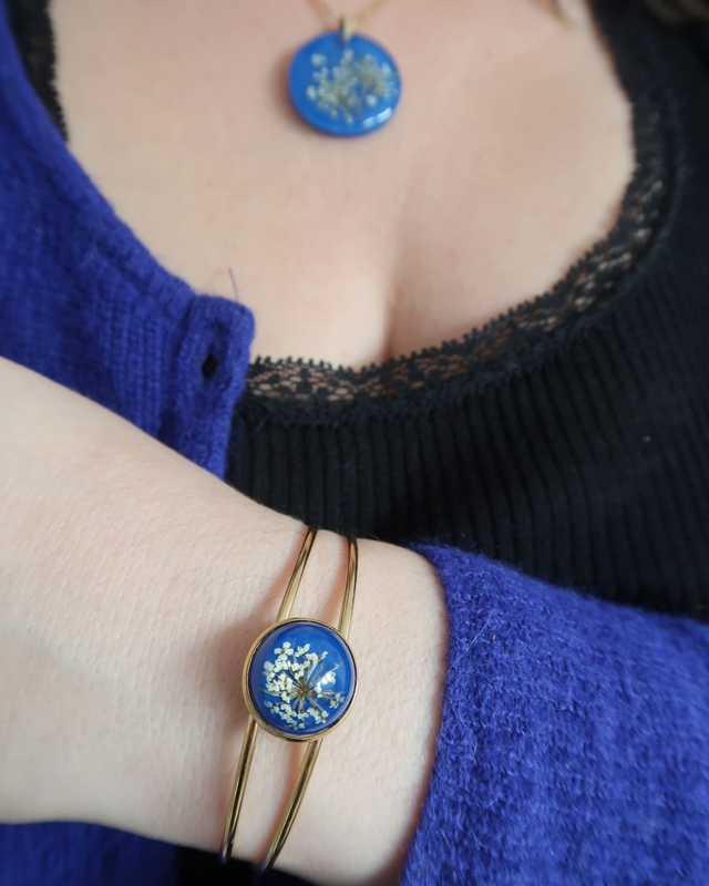 Bracelet fleuri Promesse (bleu) | BR18 | Ombelles
