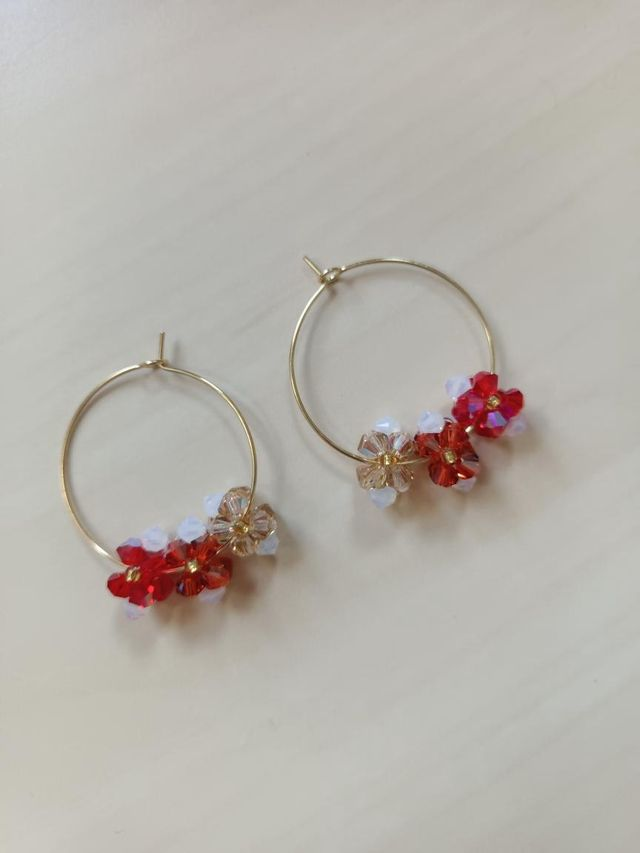 Fleurs de Cristal - Or - Rouge, orange &amp; beige