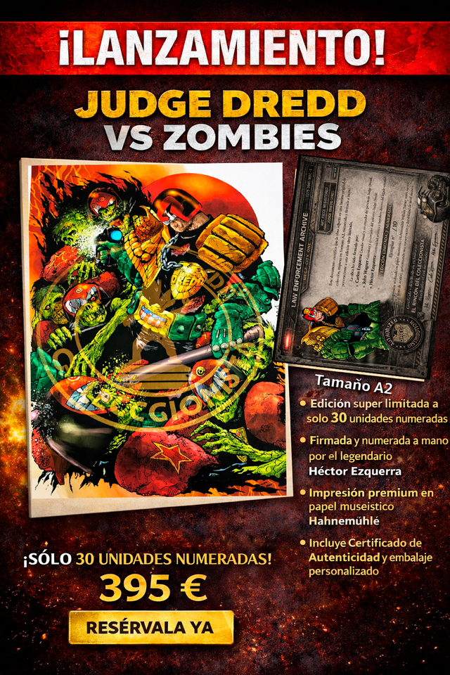 Lamina Original Juez Dredd Vs Zoombies A2 Firmado por Hector Ezquerra