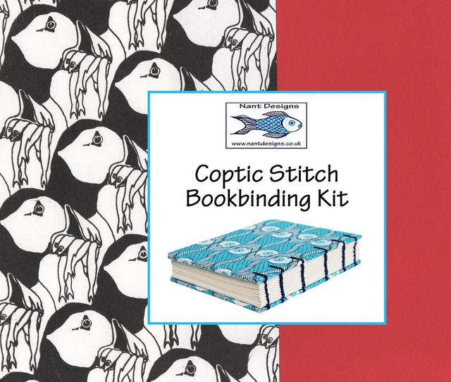 Make an A6 Coptic Bound Book Kit with puffins