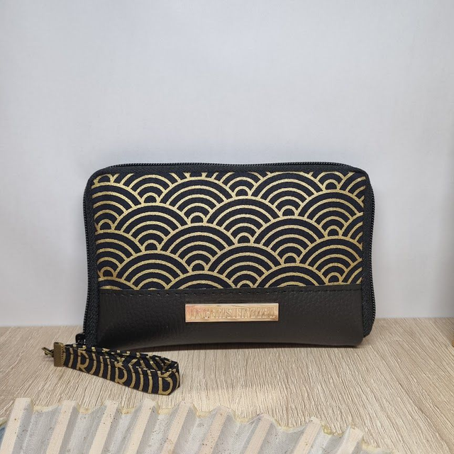 Portefeuille court zippé &quot;Nami&quot; noir &amp; simili cuir