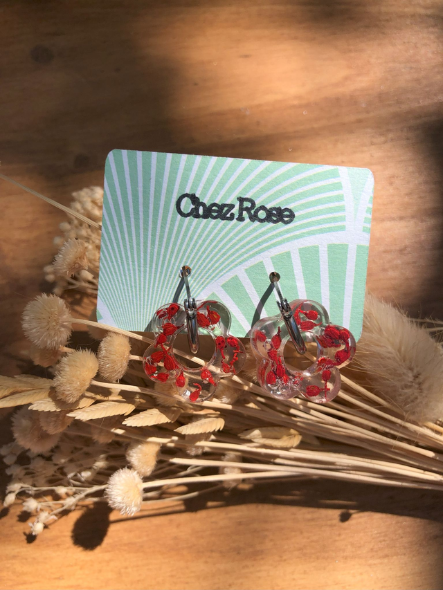 Boucles d&#039;oreilles fleurs en résine