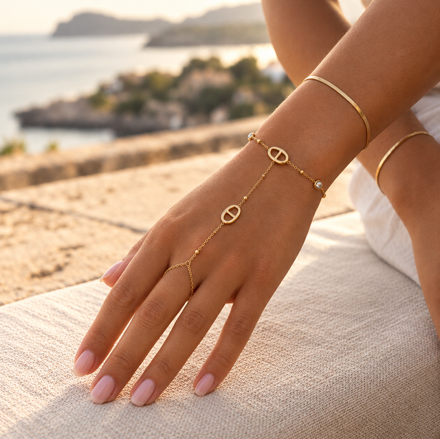Bracelet bague maille marine