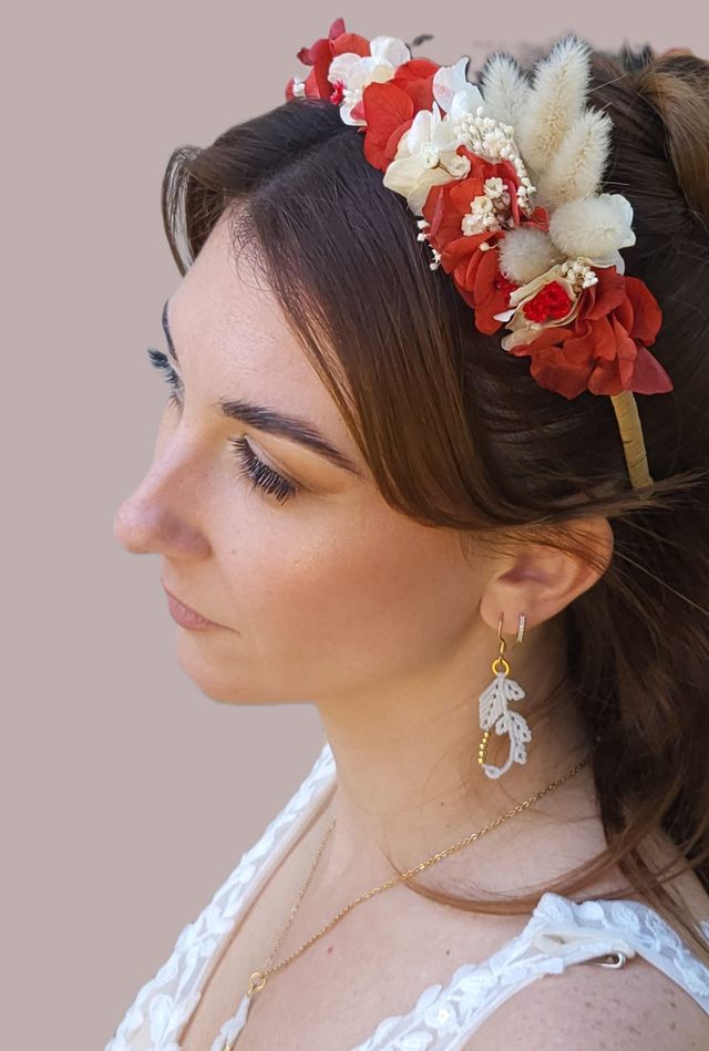 SERRE-TÊTE de mariage en fleurs stabilisées - accessoire de mariée 