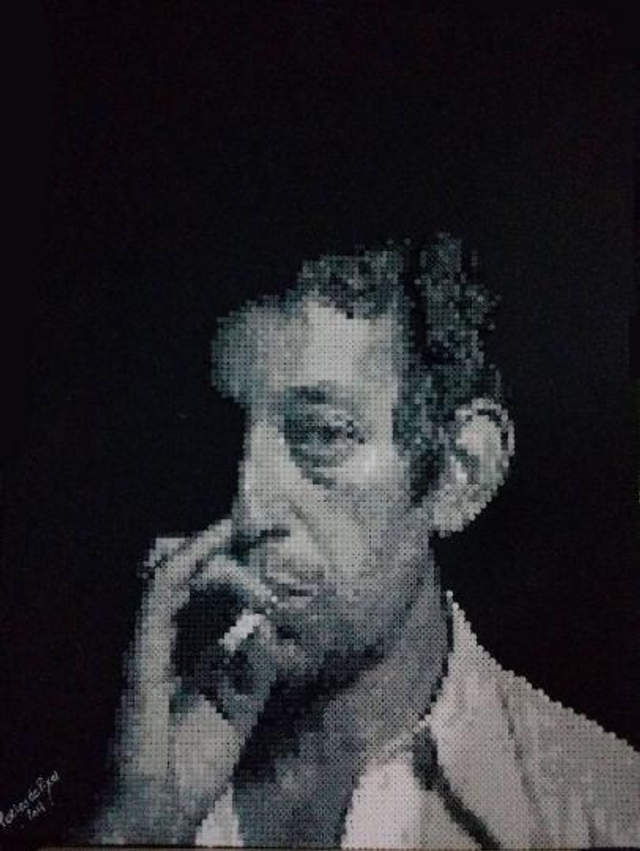 Portrait Pixel art Serge Gainsbourg