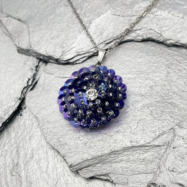 Pendentif ZINNIA - BLEU NUIT Ø25mm