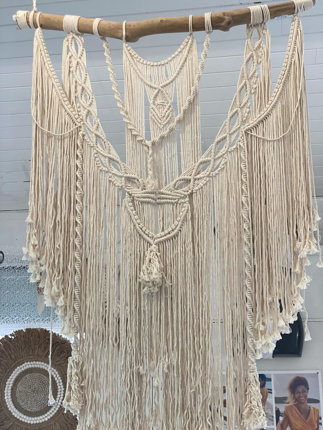  Décoration murale en macramé - Blanc