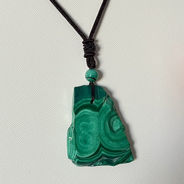 Pendentif en Tranche de Malachite