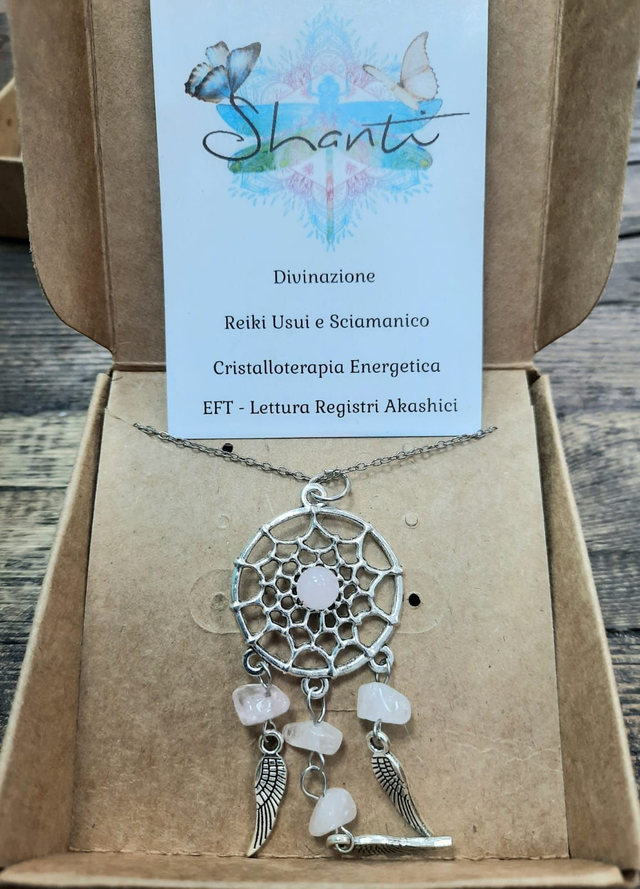 Amuleto donna acchiappa sogni con chips di cristalli