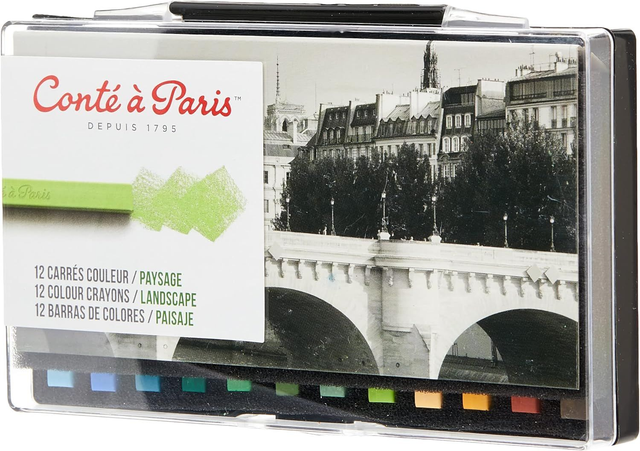 CONTE A PARIS CARRES COULEUR BOITE PLASTIQUE X12 PAYSAGE CROCHET