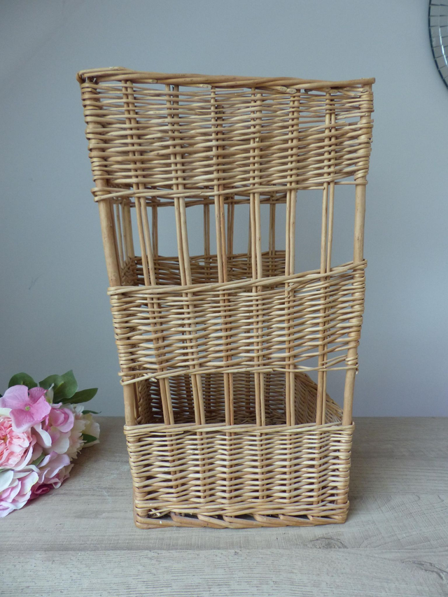 Grande corbeille à pain vintage – Osier & rotin – Style boulangerie française – Organisateur de rangement