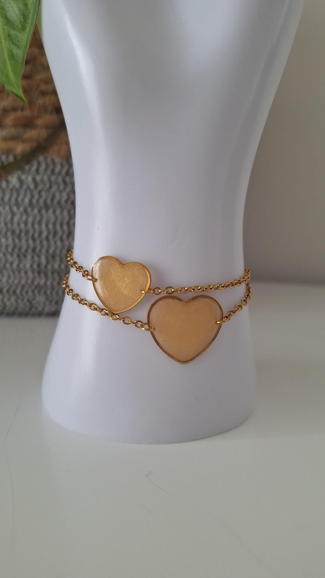 Bracelets duo Mère fille cœurs dorées 