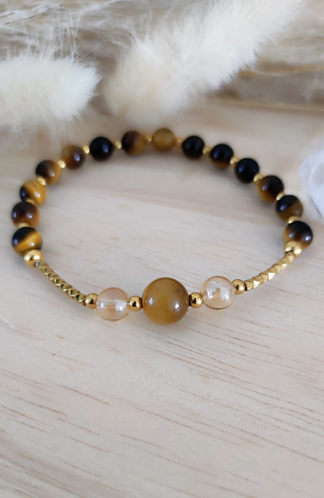 Bracelet "Force et Courage" Oeil de tigre