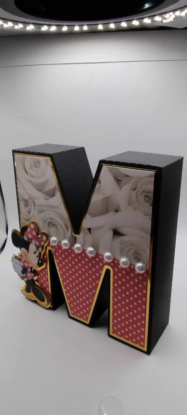 Lettre initiale 3D thème "Minnie Rouge"
