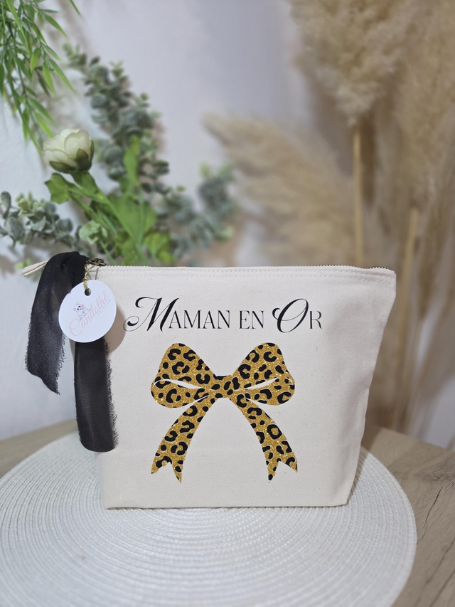 Trousse de toilette &quot;noeud léopard paillette&quot;