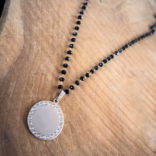 Collier acapulco avec médaille strass