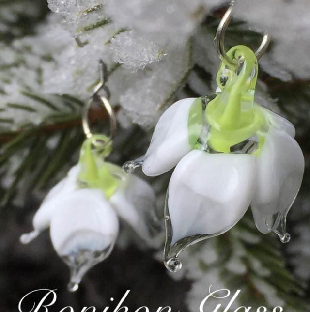 Jégvirág üveg fülbevaló