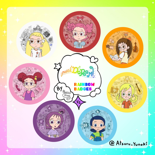 Full SET / Rainbow Badges / Serie 13 / Ojamajo Doremi / (Design by Atsuru_Yunoki (me) )