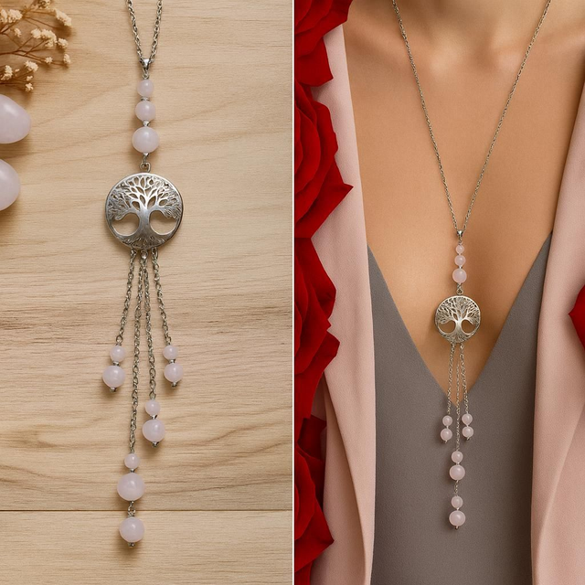 Sautoir Quartz rose - Amour inconditionnel 