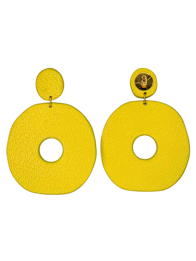 Boucles d&#039;oreilles en cuir GARANCE jaune