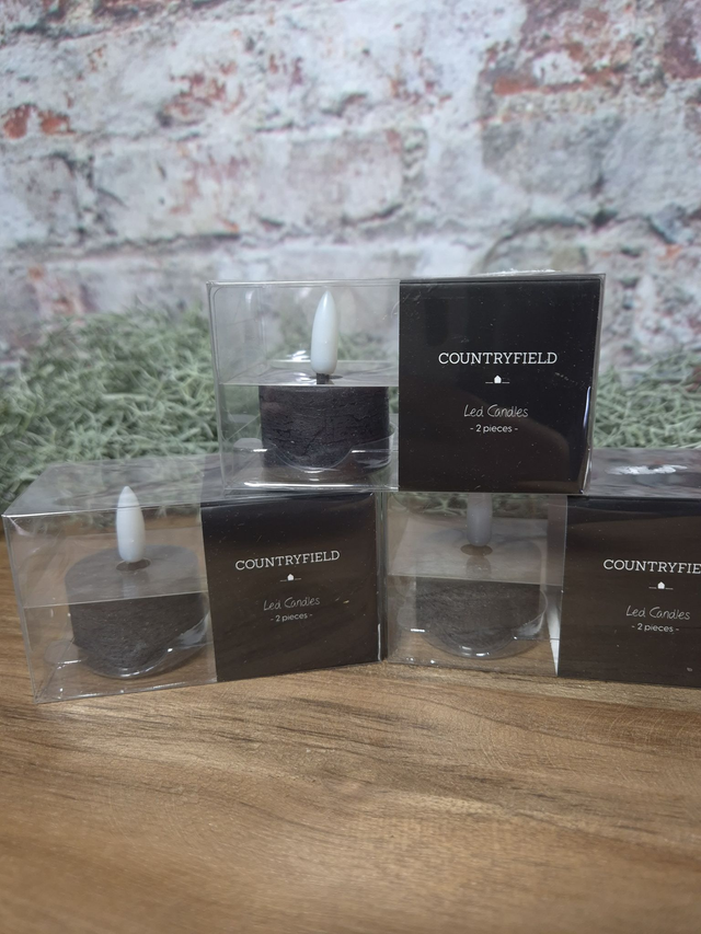 Waxinelichtje led, set van 2. Zwart.