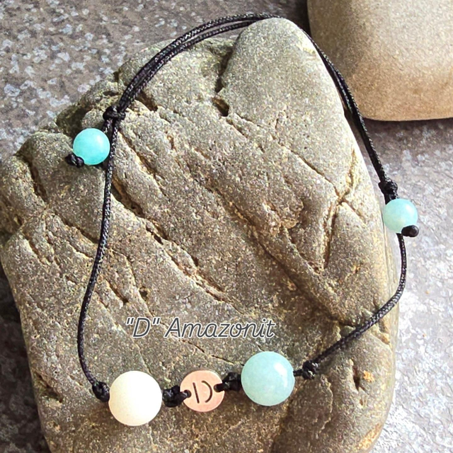 Initialen Armband "D" Amazonit 