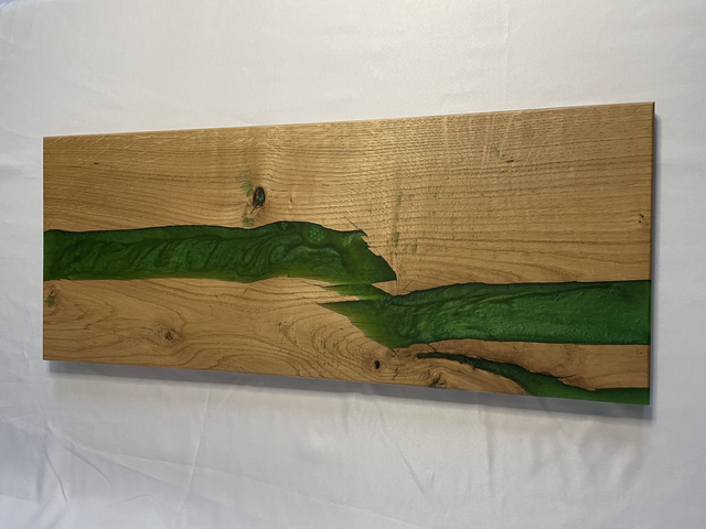 Serveerplank Eikenhout en Epoxy Licht Groen
