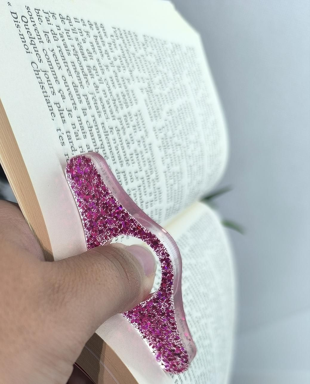 Bague de lecture rose fuschia pailleté