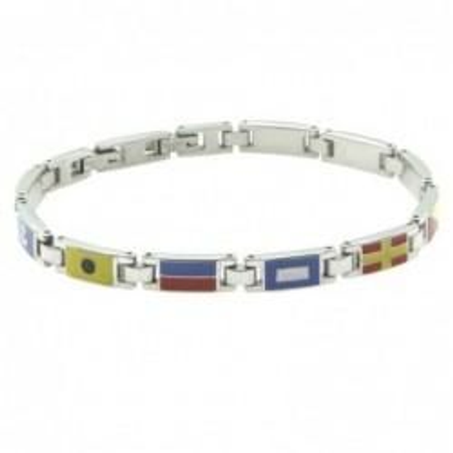 Bracciale uomo in acciaio con bandiere nautiche