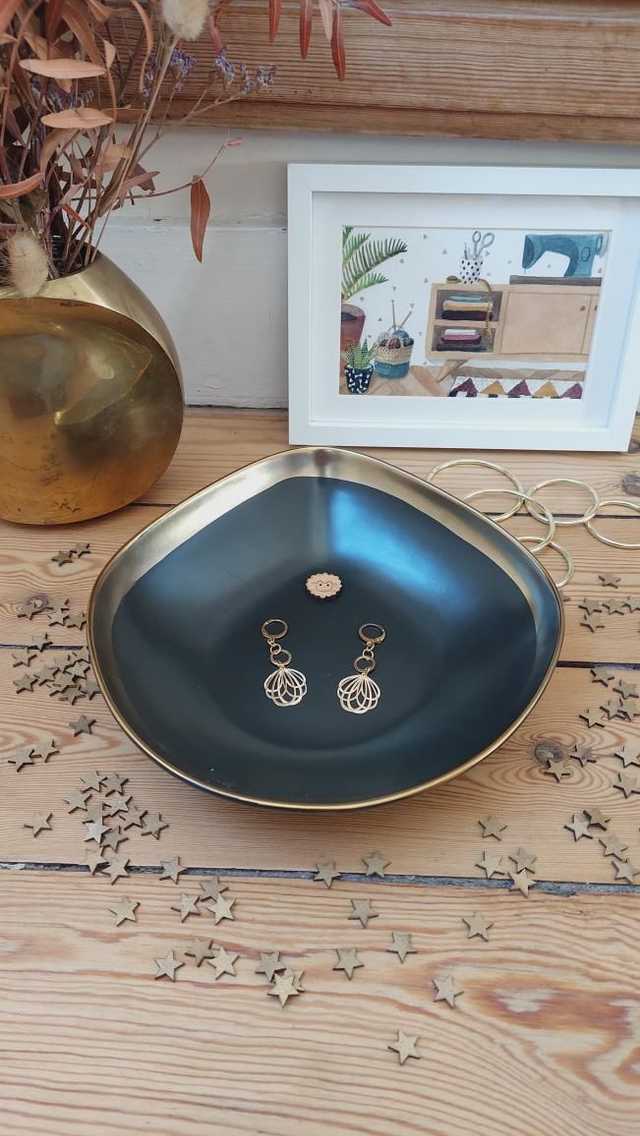 100% acier inox BO fleurs dorées 