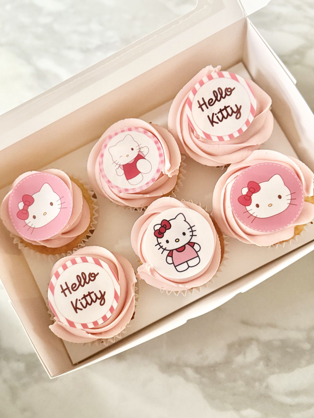 Hello Kitty Pink Birthday Cupcakes