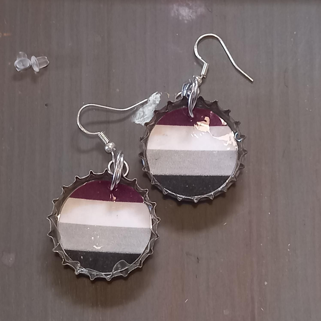 Asexual Bottle Cap Earrings 