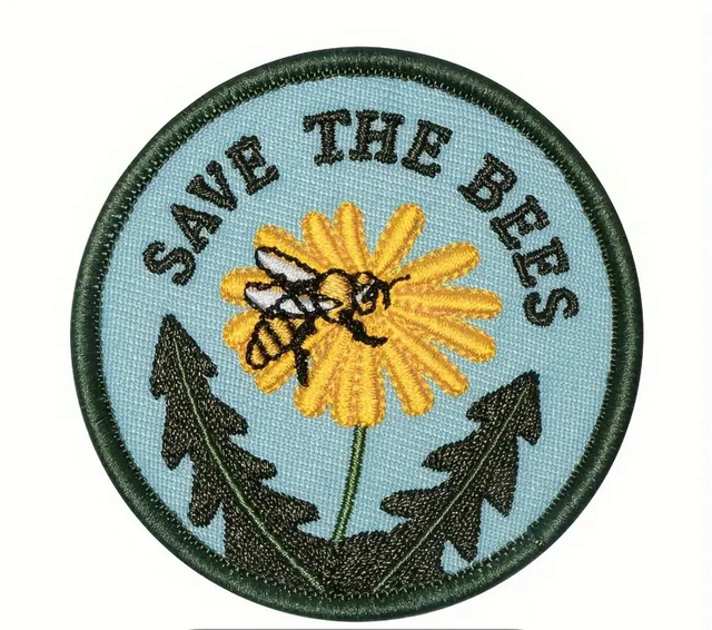 Save the bees embroidery patch 