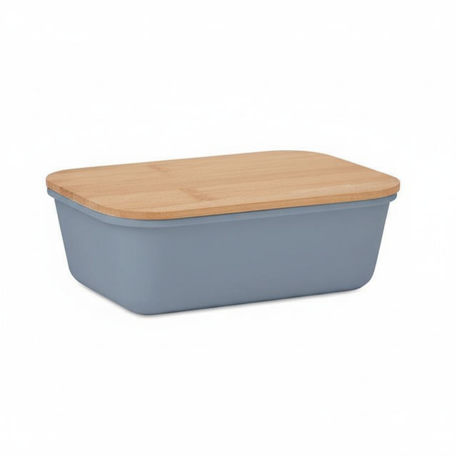 Stylische Lunchbox mit Bambusdeckel petrol – ideal für Arbeit, Schule oder Picknick!