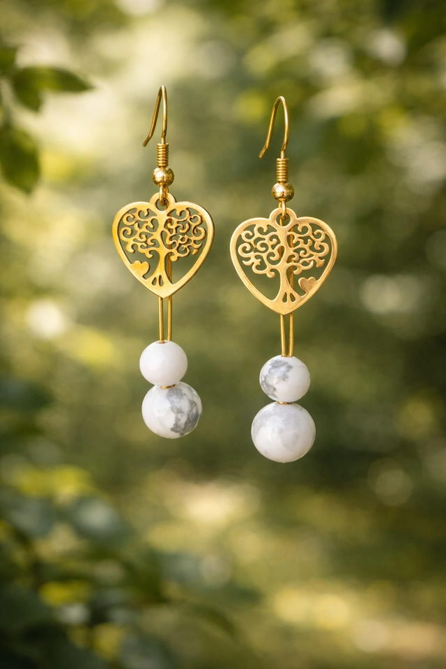 Boucles d'oreilles Howlite Douceur &amp; Apaisement