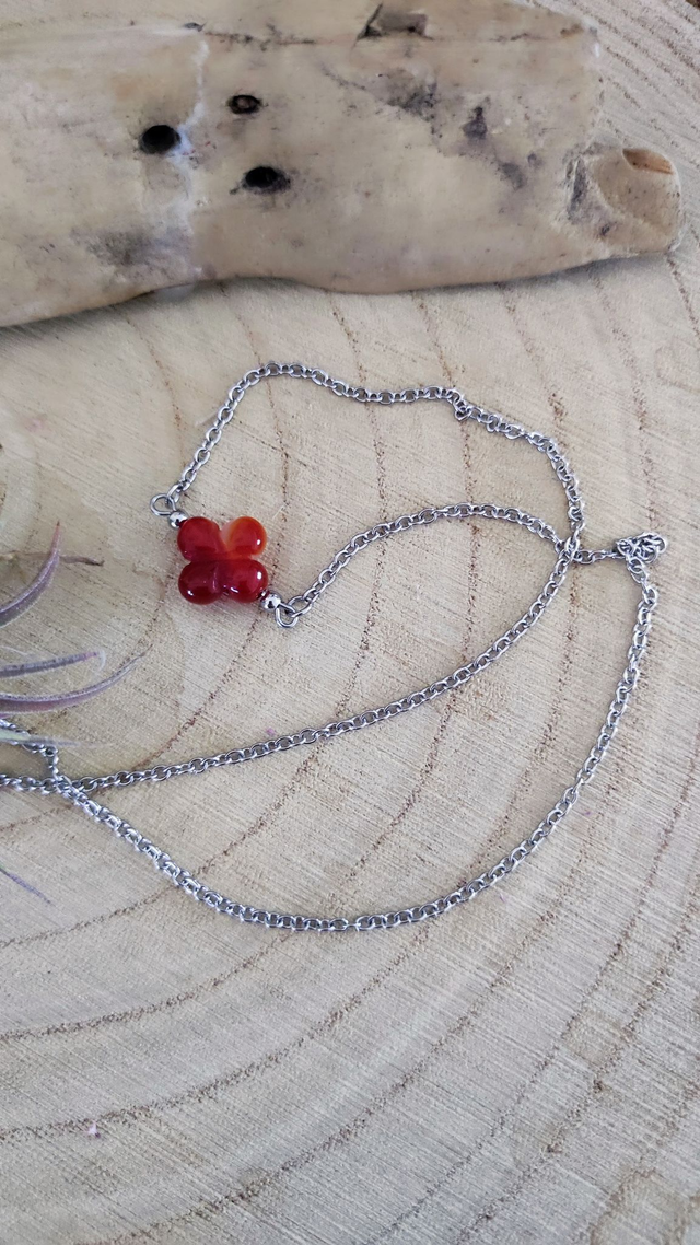 Collier Trèfle Cornaline