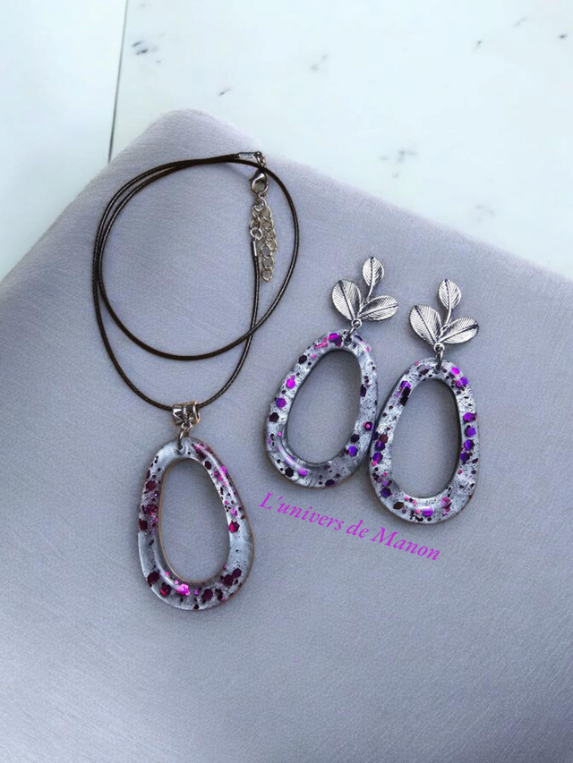 Collier pendentif en résine 