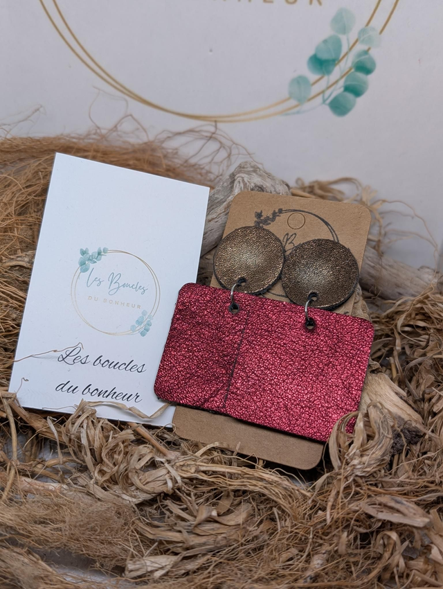 Boucles d&#039;oreilles Perrine bordeaux bronze p008