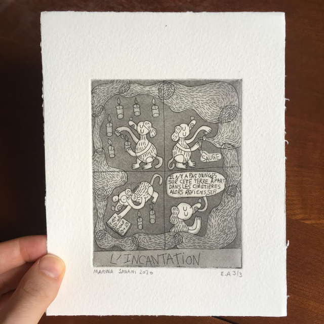 « L’incantation » - gravure sur cuivre 