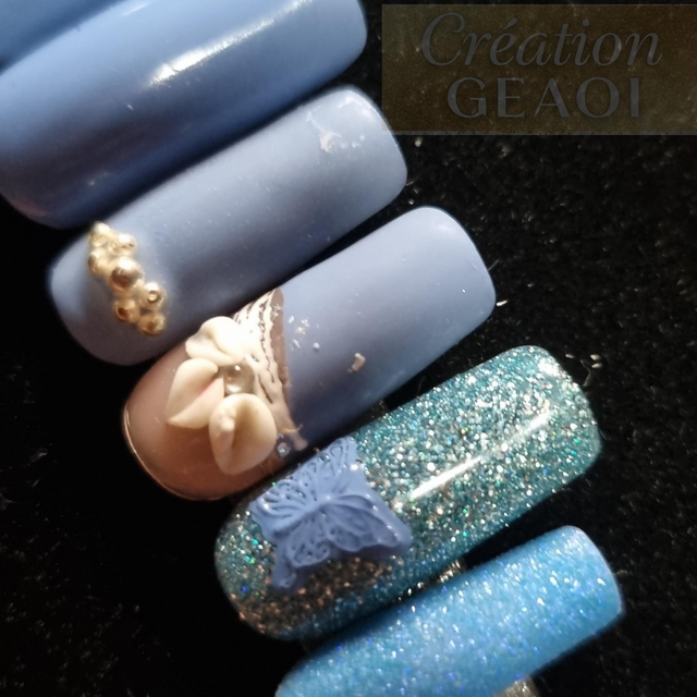 Blue cat sugar flower little carré M créer sur commande délai de 7 jours