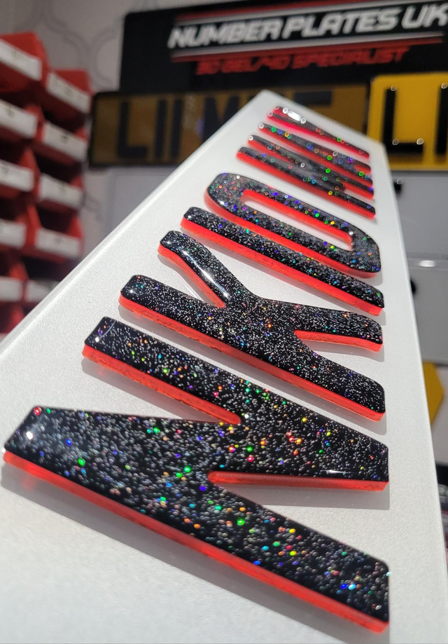 3mm Neon Red 4D with Glitter Gel