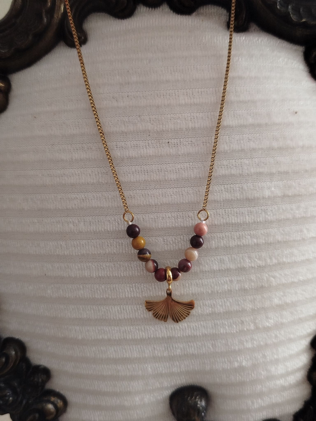 🍁 Collier Ginkgo & Mokaïte 